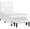 Box spring postel s matrací 90x200 cm umělá kůže [3137582] (Barva Bílá)