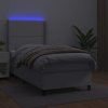 Box spring postel s matrací a LED 90x190 cm umělá kůže [3139296] (Barva Bílá)