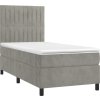 Box spring postel s matrací a LED 90x200 cm samet [3136221] (Barva Světle šedá)
