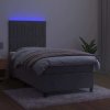 Box spring postel s matrací a LED 90x200 cm samet [3136221] (Barva Světle šedá)