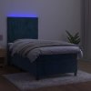 Box spring postel s matrací a LED 90x200 cm samet [3136221] (Barva Světle šedá)