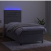 Box spring postel s matrací a LED 90x200 cm samet [3136162] (Barva Tmavě šedá)