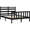 Rám postele s čelem 120 x 200 cm masivní dřevo [3192035] (Barva Černá)
