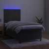 Box spring postel s matrací a LED 100x200 cm samet [3136228] (Barva Tmavě šedá)