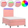 Box spring postel s matrací a LED 120x200 cm samet [3135998] (Barva Růžová)