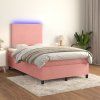 Box spring postel s matrací a LED 120x200 cm samet [3135998] (Barva Růžová)