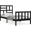 Rám postele s čelem 90 x 200 cm masivní dřevo [3193065] (Barva Černá)