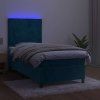 Box spring postel s matrací a LED 90x190 cm samet [3135979] (Barva Tmavě moddrá)