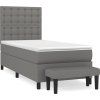 Box spring postel s matrací 90x200 cm textil [3136886] (Barva Tmavě šedá)
