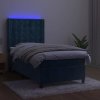 Box spring postel s matrací a LED 80x200 cm samet [3139773] (Barva Tmavě moddrá)