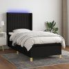 Box spring postel s matrací a LED 80 x 200 cm textil [3138991] (Barva Černá)