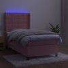 Box spring postel s matrací a LED 100x200 cm samet [3139551] (Barva Tmavě moddrá)