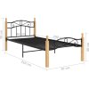Rám postele černý kov a masivní dubové dřevo 90 x 200 cm [324911] (Barva Světle hnědá)