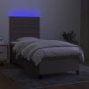 Box spring postel s matrací a LED 90x200 cm textil [3134928] (Barva Tmavě hnědá)