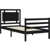 Rám postele s čelem 100 x 200 cm masivní dřevo [3194045] (Barva Černá)