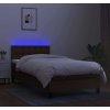 Box spring postel s matrací a LED 90x190 cm textil [3133440] (Barva Tmavě hnědá)
