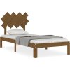 Rám postele s čelem 90 x 200 cm masivní dřevo [3193714] (Barva medová hnědá)