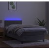 Box spring postel s matrací a LED 90x200 cm samet [3134381] (Barva Světle šedá)