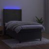 Box spring postel s matrací a LED 90x190 cm samet [3139416] (Barva Tmavě šedá)
