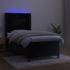 Box spring postel s matrací a LED 100x200 cm samet [3139669] (Barva Černá)