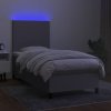 Box spring postel s matrací a LED 90x200 cm textil [3134685] (Barva Světle šedá)