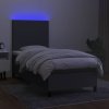 Box spring postel s matrací a LED 90x200 cm textil [3134685] (Barva Světle šedá)
