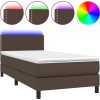 Box spring postel matrace a LED 90x190 cm umělá kůže [3134136] (Barva Bílá)