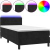 Box spring postel s matrací a LED 90x190 cm samet [3134377] (Barva Černá)