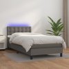 Box spring postel s matrací a LED 90x200 cm umělá kůže [3134205] (Barva Šedá)