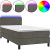 Box spring postel s matrací a LED 90x190 cm samet [3134256] (Barva Tmavě šedá)