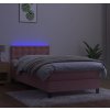 Box spring postel s matrací a LED 80 x 200 cm samet [3134613] (Barva Tmavě moddrá)