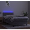 Box spring postel s matrací a LED 90x200 cm samet [3134321] (Barva Světle šedá)