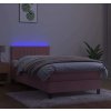 Box spring postel s matrací a LED 90x200 cm samet [3134504] (Barva Tmavě zelená)