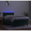 Box spring postel s matrací a LED 90x200 cm samet [3134504] (Barva Tmavě zelená)