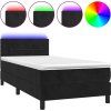 Box spring postel s matrací a LED 100x200 cm samet [3134389] (Barva Černá)