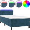 Box spring postel s matrací a LED 100x200 cm samet [3134389] (Barva Černá)