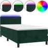 Box spring postel s matrací a LED 100x200 cm samet [3134389] (Barva Černá)