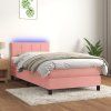 Box spring postel s matrací a LED 100x200 cm samet [3134389] (Barva Černá)