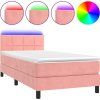 Box spring postel s matrací a LED 100x200 cm samet [3134389] (Barva Černá)