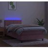 Box spring postel s matrací a LED 100x200 cm samet [3134389] (Barva Černá)