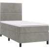 Box spring postel s matrací a LED 80 x 200 cm samet [3136029] (Barva Světle šedá)