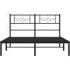 Kovový rám postele s čelem 135 x 190 cm [355266] (Barva Černá)