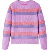 Dětský svetr pruhovaný pletený šeříkový a růžový 128 [14537]
