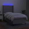 Box spring postel s matrací a LED 90x190 cm textil [3138200] (Barva Tmavě hnědá)