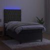 Box spring postel s matrací a LED 90x200 cm samet [3136282] (Barva Tmavě šedá)