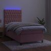Box spring postel s matrací a LED 90x200 cm samet [3136282] (Barva Tmavě šedá)