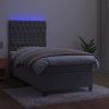 Box spring postel s matrací a LED 90x190 cm samet [3136280] (Barva Růžová)