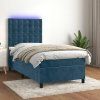 Box spring postel s matrací a LED 90x190 cm samet [3136339] (Barva Tmavě moddrá)