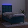 Box spring postel s matrací a LED 90x190 cm samet [3136339] (Barva Tmavě moddrá)