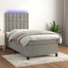 Box spring postel s matrací a LED 90x190 cm samet [3136339] (Barva Tmavě moddrá)